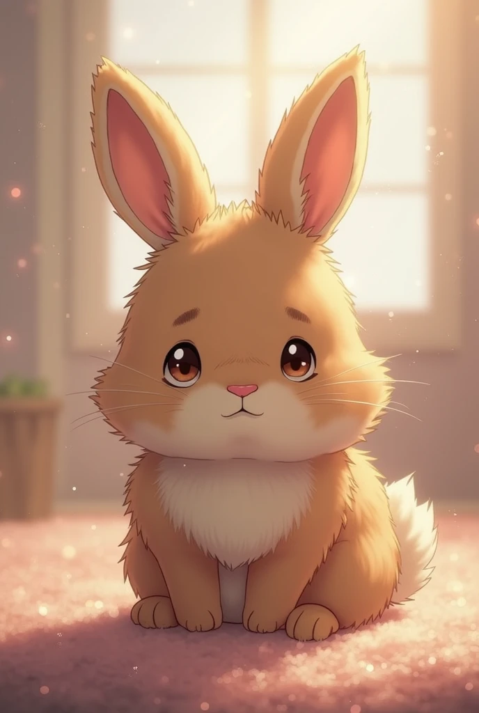 Anime fluffy brown aesthetic toned realistic rabbit 