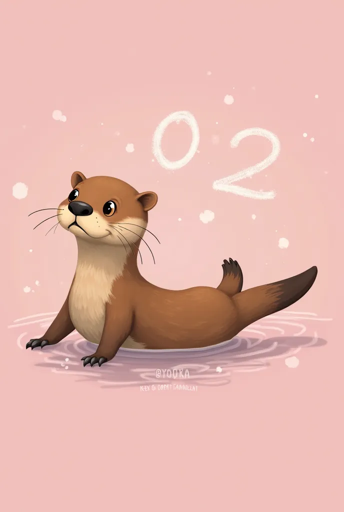 Another brown otter with a pink background with the number 02 