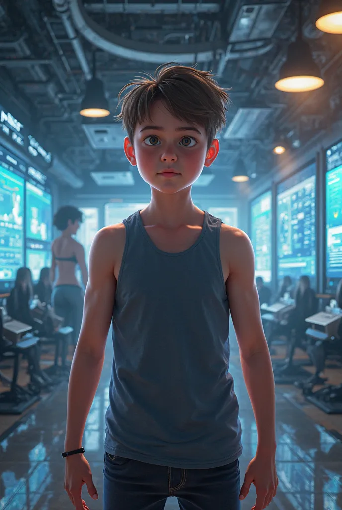 A boy Motivated to internet to start to workout 
