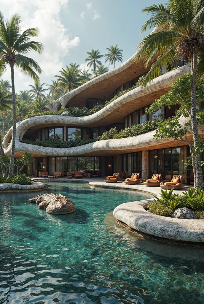 builds a hotel on the beach based on crocodiles