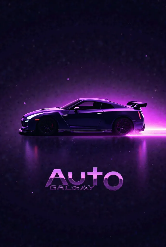 Logo with a Nissan gtr with purple LED lights and a black car that says Auto galaxy below