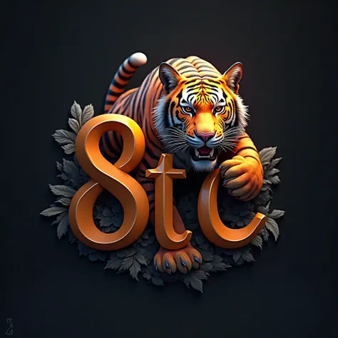  Make a logo with the name "8 c " The logo must be in 3D and must have a tiger