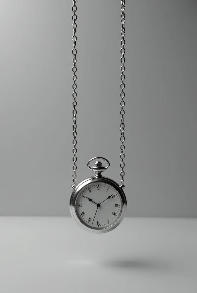 A watch with a chain　simple gray background