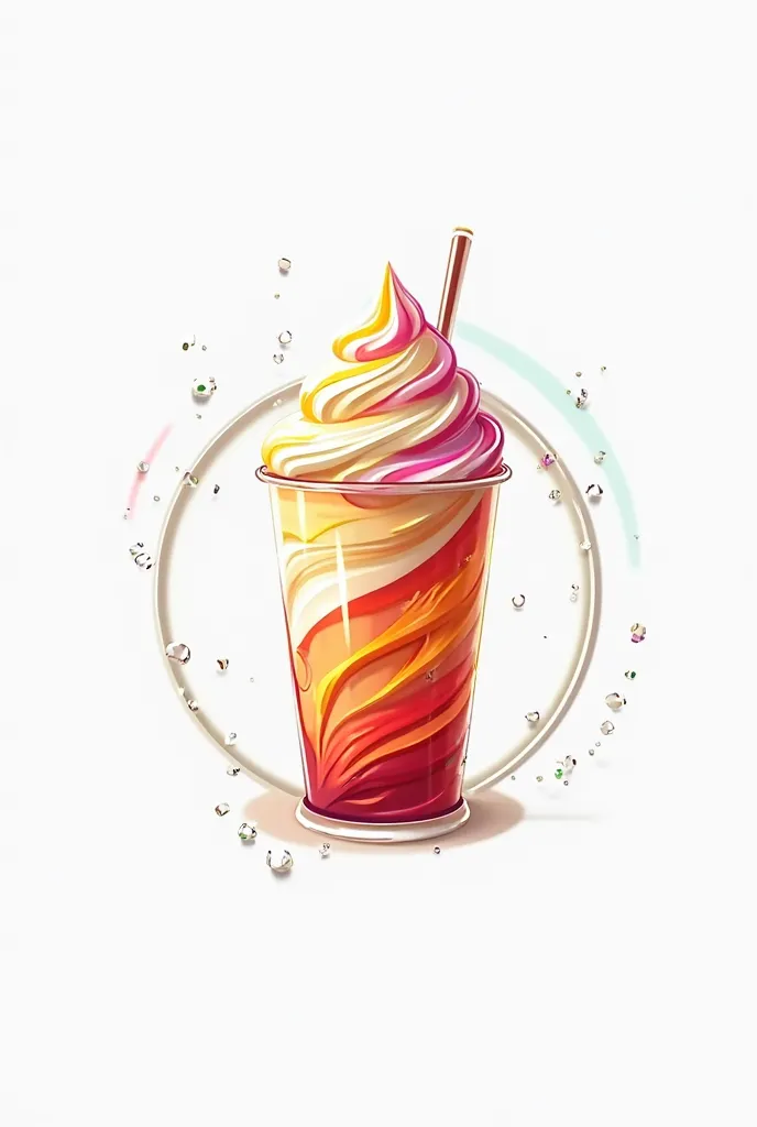 Create an animated logo with beautiful colors of a Frappé , that is enclosed in a white circle without the word Frappé 