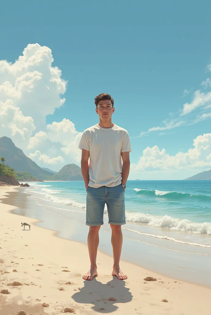 I want you to create a realistic picture of me on the beach