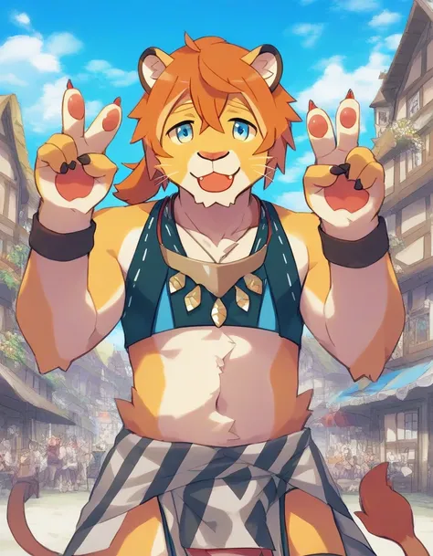 core_9, score_8_up, score_7_up, rating_  are suspicious,  source_furry,
masterpiece,Highest quality,
(kemono :0.8), furry,
(male:0.5), 40 years old,adult,たくましいmale性,, (muscular body:2.1),bodybuilders, macho,
 detailed fur ,
  animal ears,
(smile:0.5), happ...