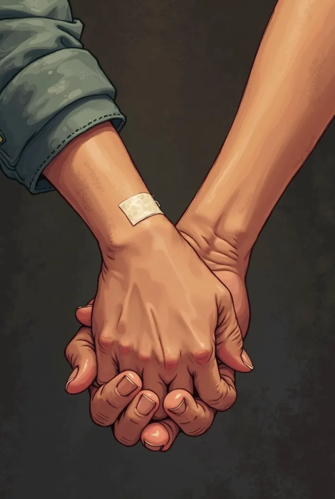 You can make two hands of boys semi-realistic animated for a book cover,the hands will be one bigger than the other just a little that the longer hand has a band-aid and that they are not holding hands at all