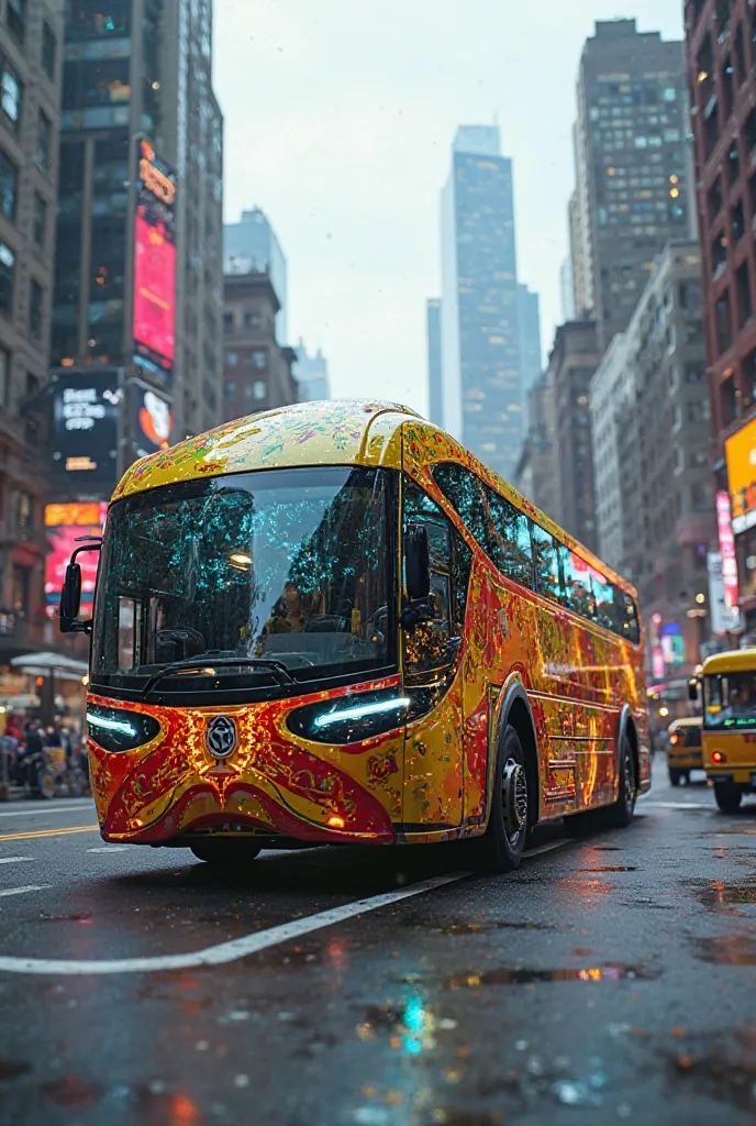 Futuristic samba bus in new York 
