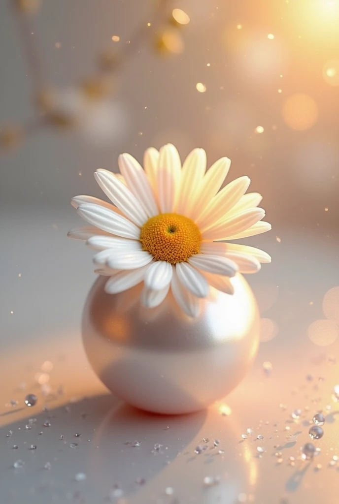 Daisy flower on a pearl