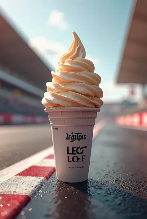 I want an LEC ice cream to be displayed on a Formula 1 track 