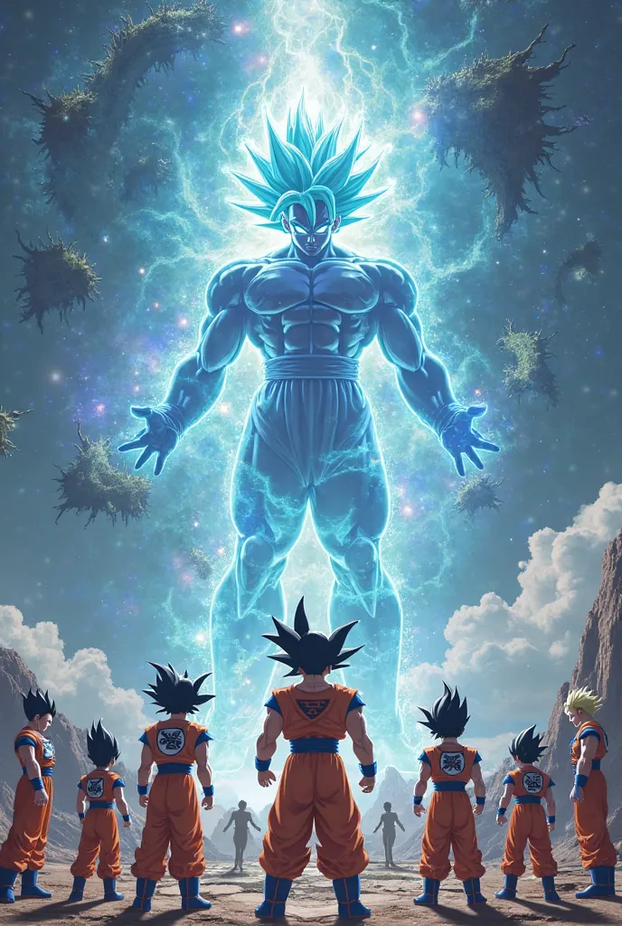 Goku Ultra Instinct his team and Shen Long behind