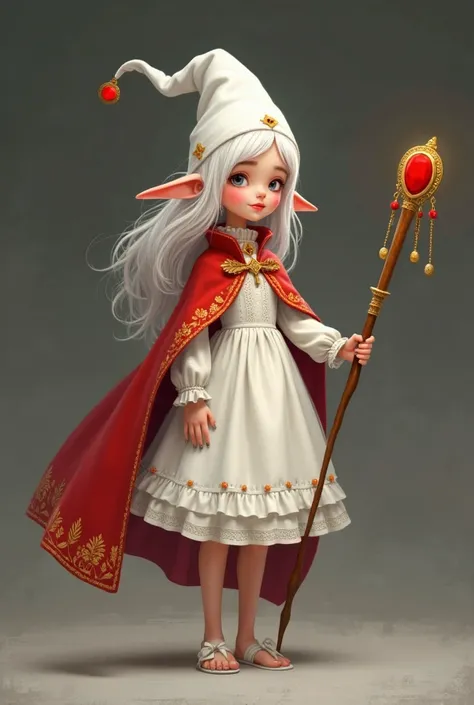 eleven: Livit Krints 
Idade: s 
Altura: 1,35 ( /Young)

 Aparência/ Features : has white hair and a pointed white wizard hat with a moon at the end, pointy ears,  fair skin, steady eyes, Soft lips ( Expressionless) medium-sized nails, dressed in a white dr...