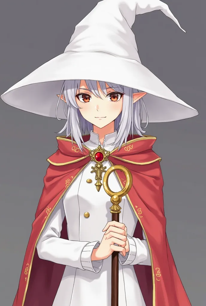 anime format .    LFA: Livit Krints 
Idade: s 
Altura: 1,35 ( /Young)

 Aparência/ Features : has white hair and a pointed white wizard hat with a moon at the end, pointy ears,  fair skin, steady eyes, Soft lips ( Expressionless) medium-sized nails, dresse...