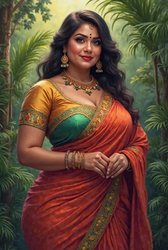 Indian chubby women wear saree big boobs 