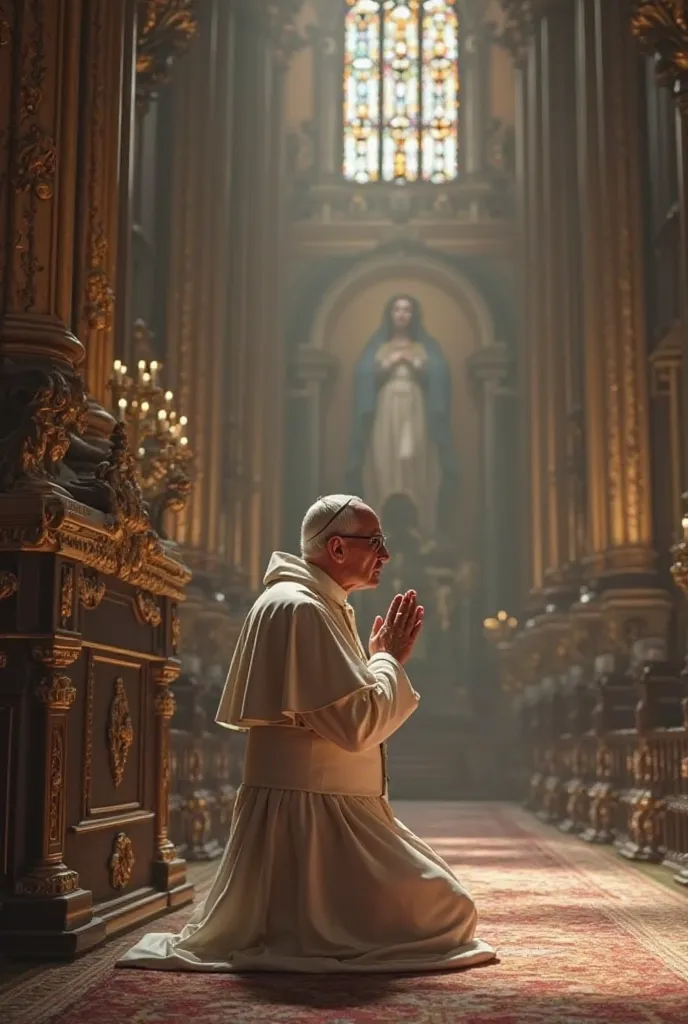 Create Pope Francis praying to the Virgin
