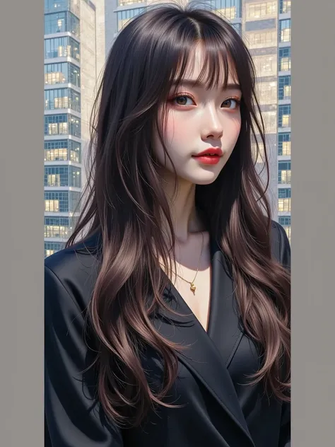 ((Medium Shot, Realistic Cinematic, 4K High Resolution))

A bright and cheerful Thai young woman, around 20 to 22 years old, stands playfully in front of a sleek office building at night, her presence radiating youthful energy. Her delicate yet well-define...