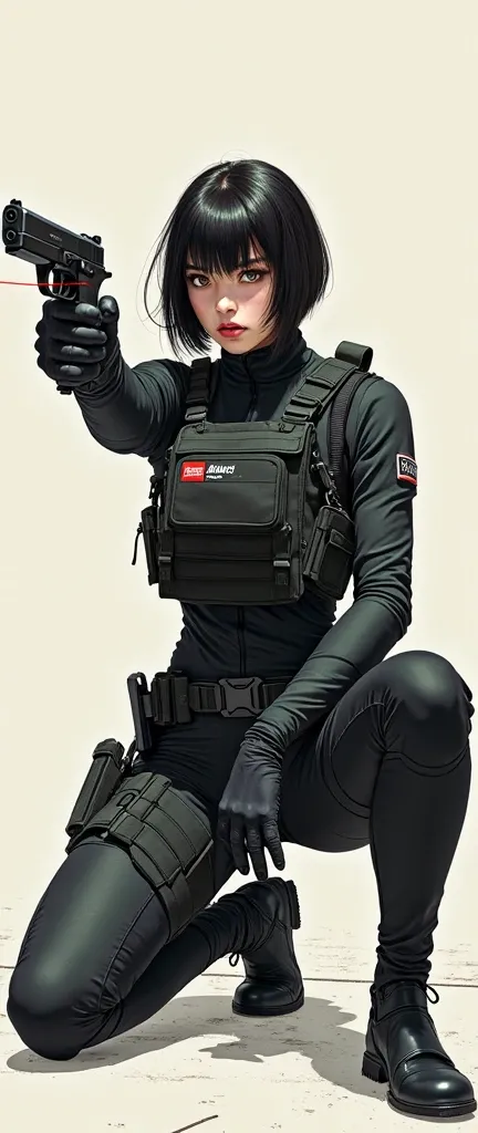 (masterpiece,Distinguished Quality,Mirror-like,Cinematic Experience,insanely detailed,absurdres),8k,wallpaper,,(Best illustrations:2.0),(One Woman:2.0),(Motoko Kusanagi:2.0),(Ghost in the Shell-style worldview:2.0),(Black tactical bodysuit:2.0),(Heavy blac...