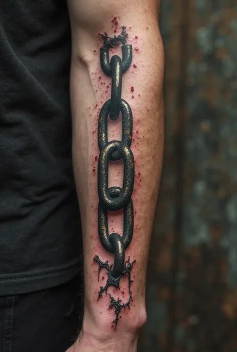 Broken chain tattoo on the arm
