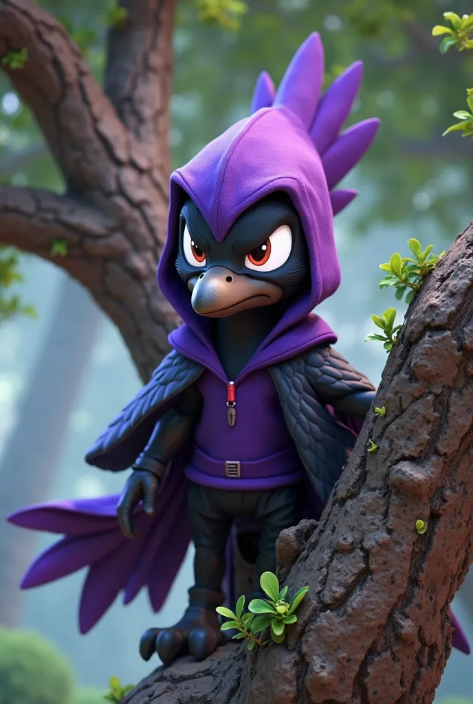 Crow 3D de brawl stars en un árbol 