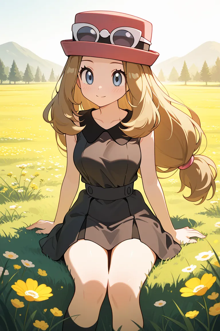 Serena del anime pokemon XY ,  sitting