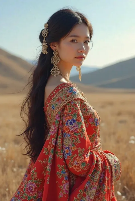 A girl in a Kazakh national dress