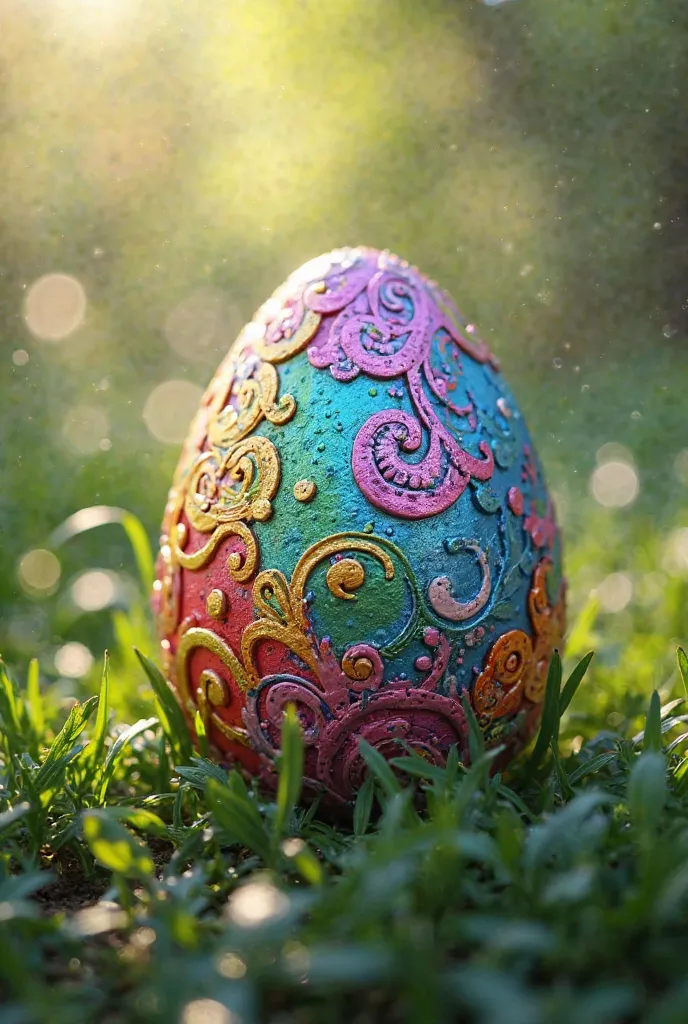 Easter egg decorated with different colors.