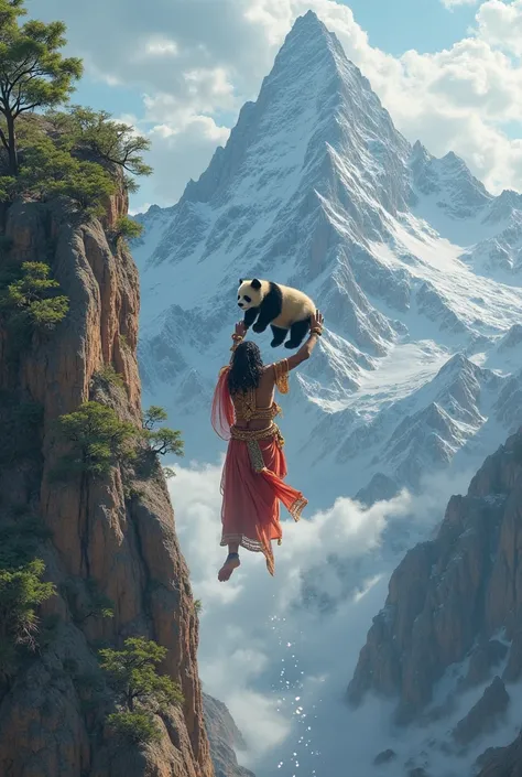 Bholenath saving panda from mountain roofs which was hanged from mountain