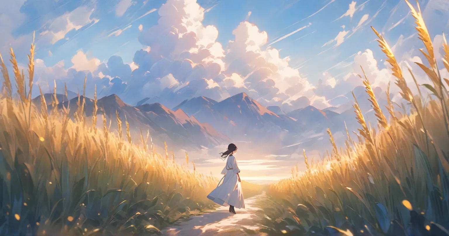 Asahi　 no people　Anime anime keyvisual, no humans, wheat field,