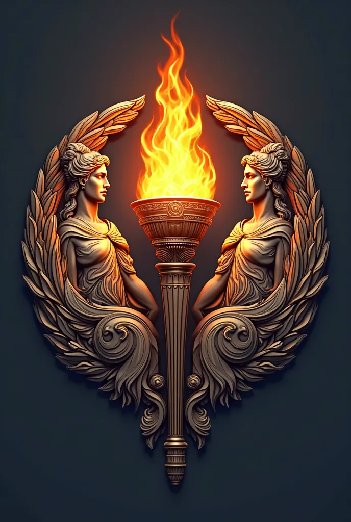 I would like to make a logo . The logo must consist of an Olympic torch in the center and around it a crown of Greek gods.