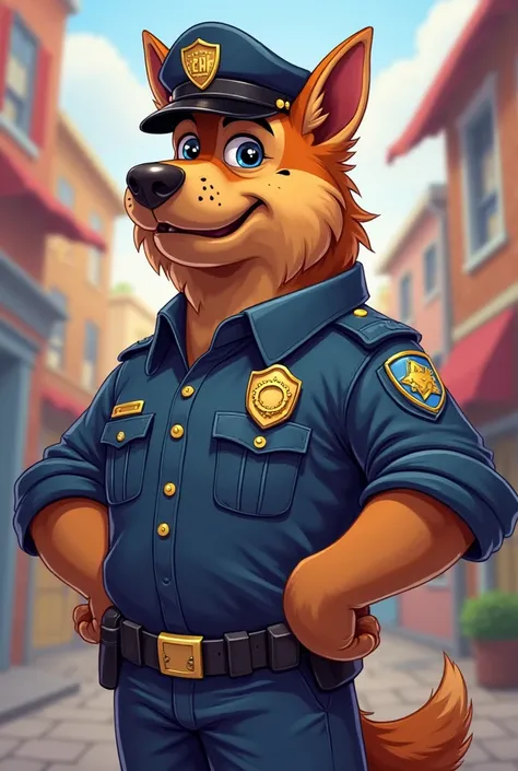 Cartoon police shepherd dog mascot 