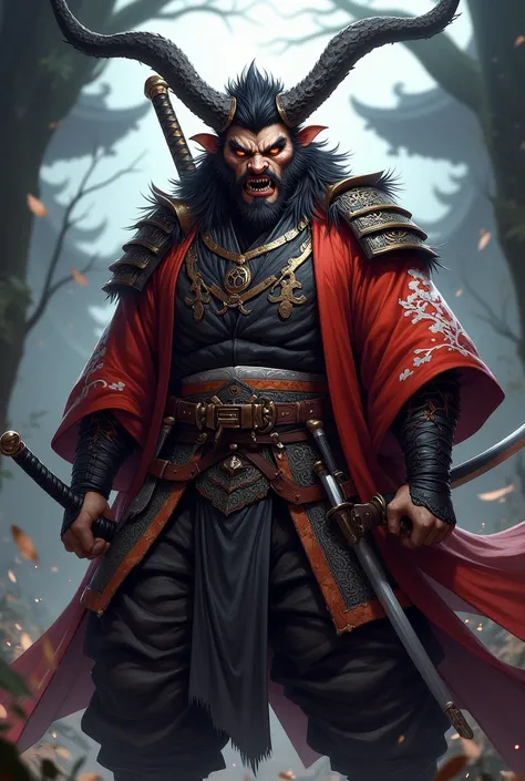 Cool tiger beastman　Samurai wearing a kimono　 Strong Man Style　I'm putting my hand on the sword stuck in my side　Looking at me with a flush of eyes