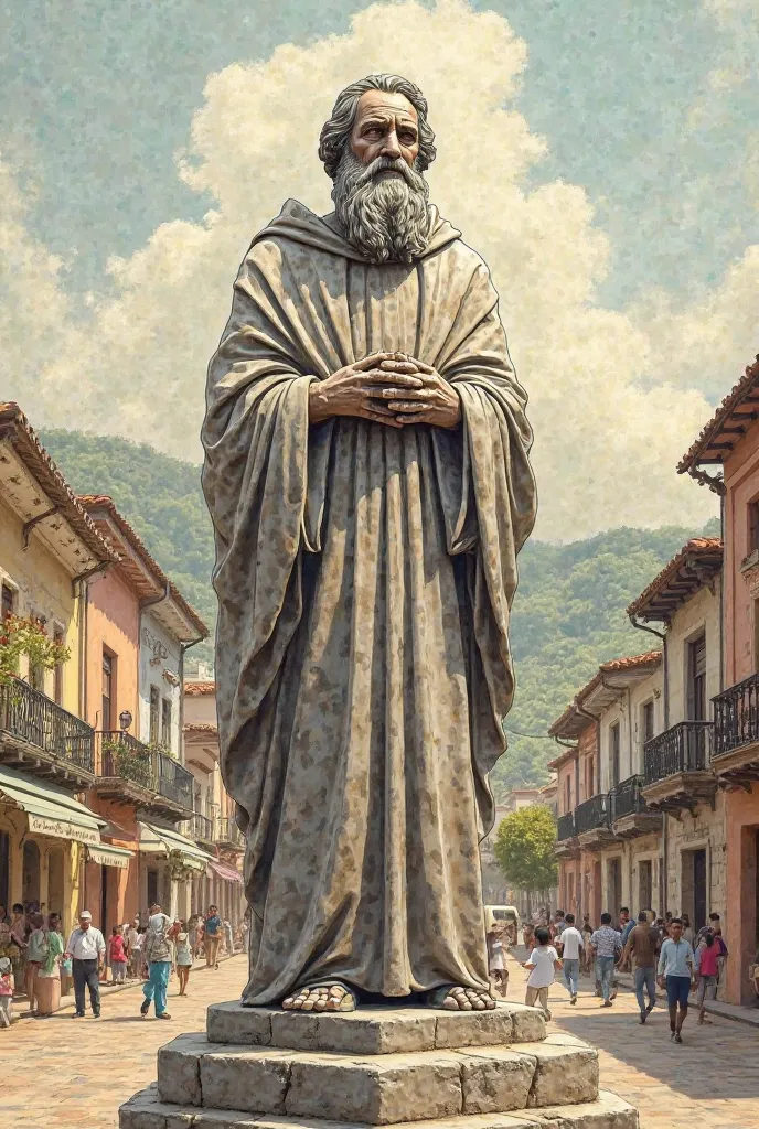 Drawing of a statue of Saint Augustine in Neiva Huila 