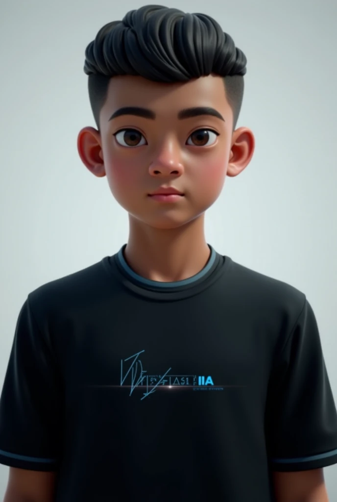 "Create an ultra realistic avatar of a young person of approximately 18 years, inspired by the appearance of the reference image. he must be facing , with a neutral expression and confident look.  Her hair is short and well aligned ,  with a modern cut .  ...