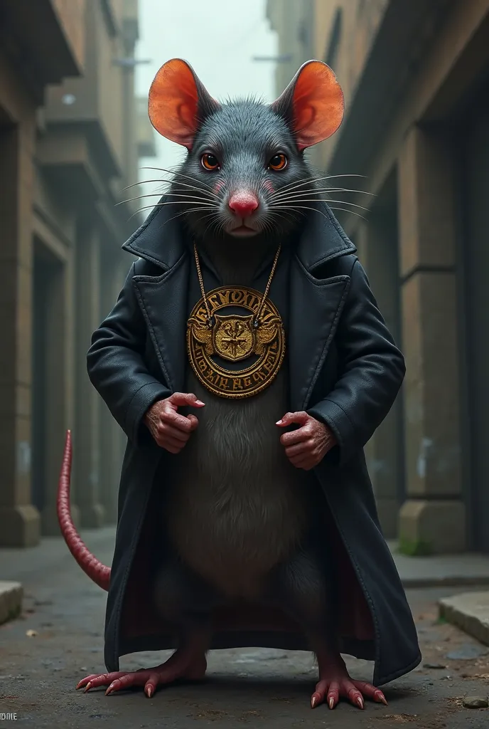 A rat with a Mafia logo