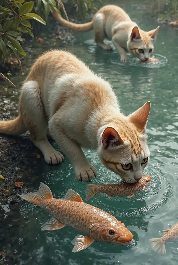 Cats eat fish