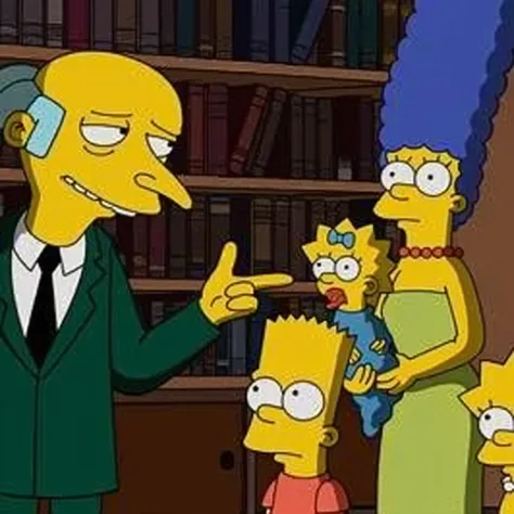 Mister Burns looking at Marge Lisa Bart and Maggie 