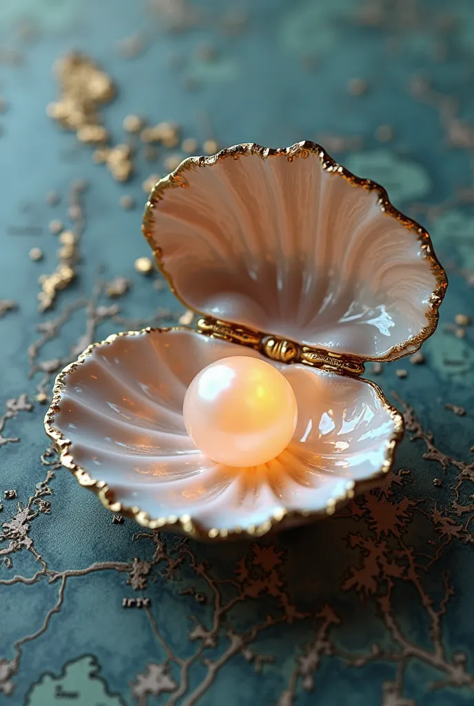 A stylized, open clam shell with a luminescent pearl inside, superimposed over a map of the Philippines. The pearl will have subtle lines radiating outwards, like rays of light.
