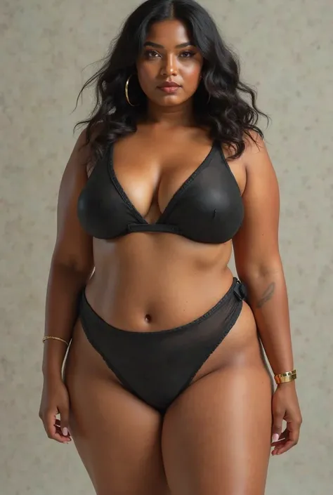 4.9inch indian extream chubby woman in black  thin bikini big breast 