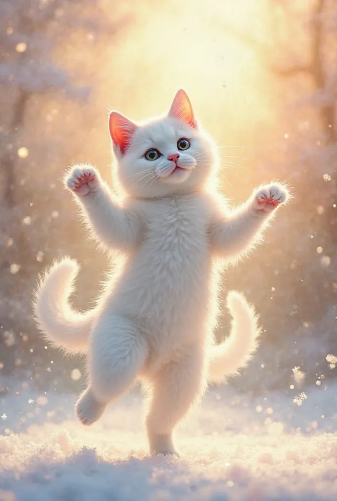 dancing white cat 