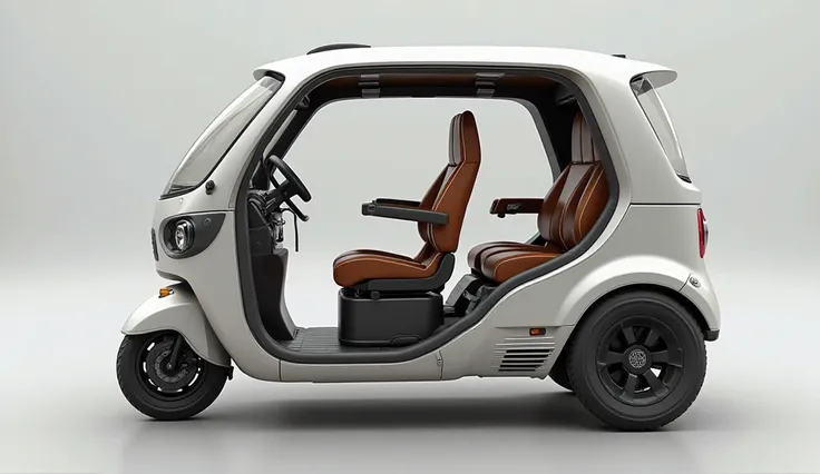 Yahan ek detailed prompt hai jo DALL·E ko Vespa Electric Rickshaw ka cabin aur motor design generate karne ke liye diya ja sakta hai:

Prompt:
"A modern 2025 Vespa Electric Rickshaw’s cabin and motor. The cabin is spacious, featuring cushioned seating for ...