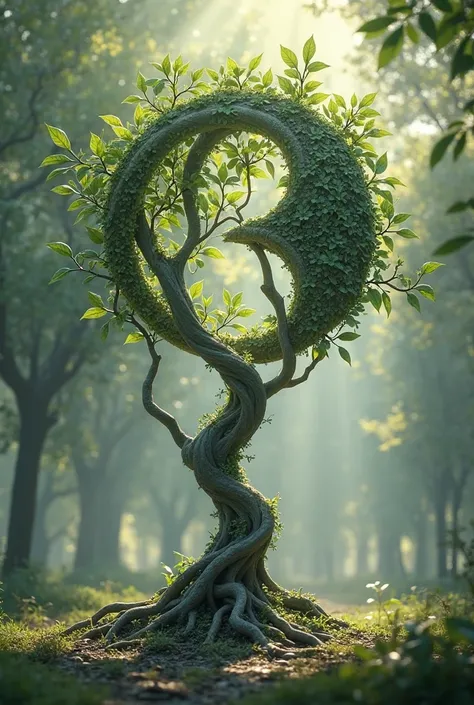 Ying yang tree on leaves and light crossing