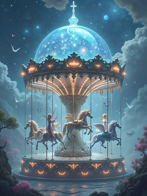 carousel with crystal ball aesthetic fantasy