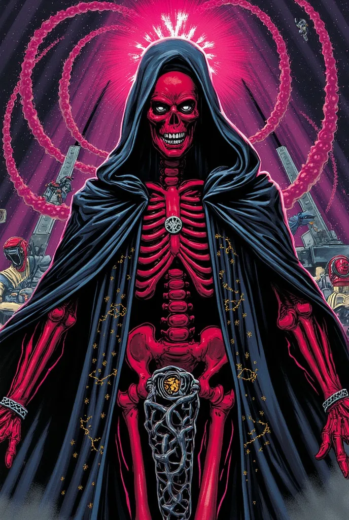 Ebony Skull (Red Skull + Ebony Maw)

 Image Description :
A reddish-skinned skeletal figure wears a black robe ornamented with cosmic patterns. His eyes are endless chasms, and his pale hands gesticulate, controlling soldiers with invisible chains of pure ...