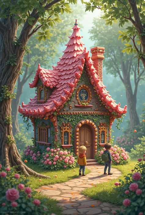 Create a story about two ten-year-old brothers who get lost in the forest and find a house made of candy 