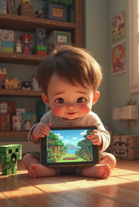 A baby that plays minecraft