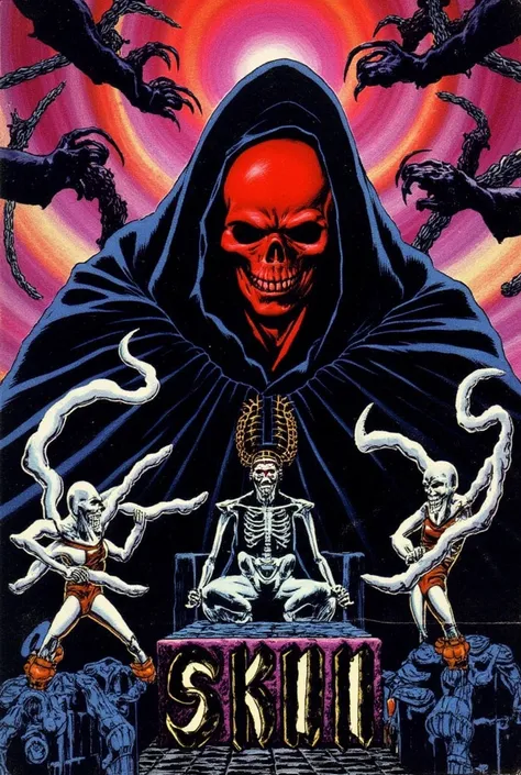 Ebony Skull (Red Skull + Ebony Maw)

 Image Description :
figure A The reddish-skinned skeletal woman wears a black robe ornamented with cosmic patterns. His eyes are endless chasms, and his pale hands gesticulate, controlling soldiers with invisible chain...