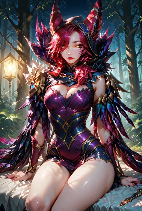 score_9, score_8_up , score_7_up , score_6_up , NSFW:1.4, ((A woman Xayah , (League of Legends))，((Alone)), source_anime, sharp_lascalae, ultra sharp focus, tools, more_details_x l , details:1.5,（(Illustrations, Artgerm ))，（Really, sense of reality：1.4)，（ ...