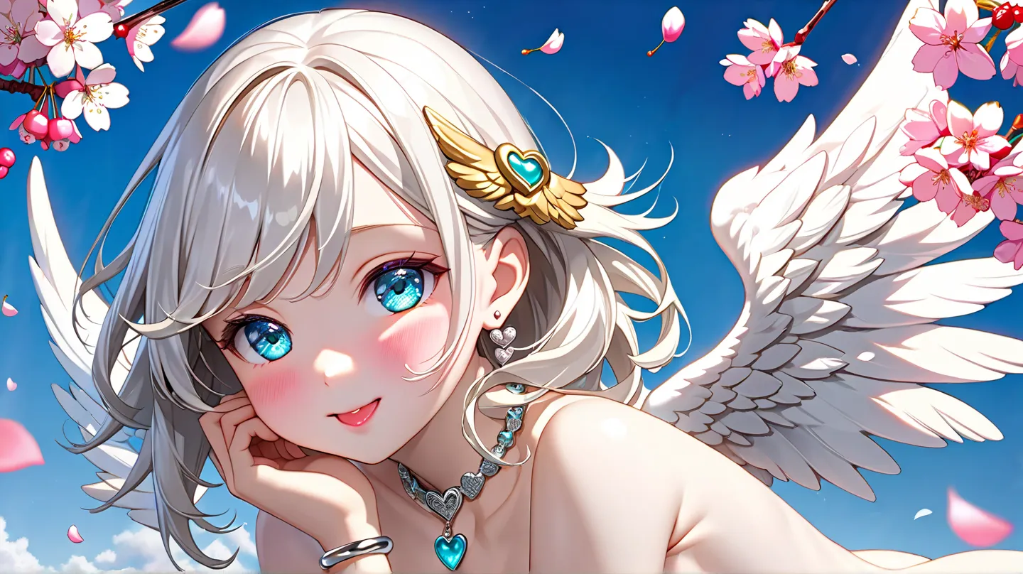 ((TOP QUALITY)), (( Masterpiece)), (details), TOP QUALITY, high resolution,  super fine,8k,Realistic, delicate and sophisticated eyes,2.5D, high detailed background, no underwear, uncensored,((((details naked glossy albino angel girl doll)))),14years old,g...