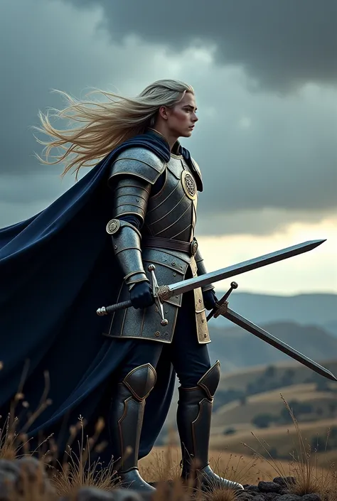 Rhaegar Targaryen wielding a sword in each hand.