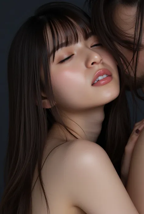  she wants to kiss,  masterpiece,  accurate, Super Detail, advanced details, high quality, Award-winning, 最high quality, 16k, perfect anatomy, ( front view, upper body),  Ultra High Resolution Hair , brown hair,  long hair, detailed faces,  realistic textu...